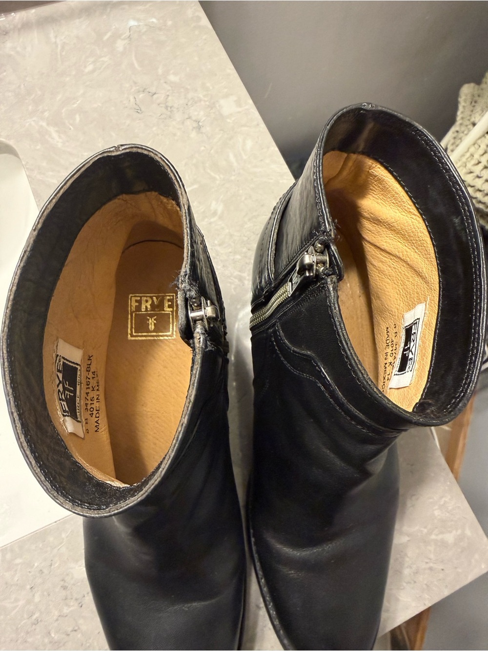 Frye Janis Shield Western size 8 Black Leather Ankle Booties Buckle stack heel - Picture 9 of 15